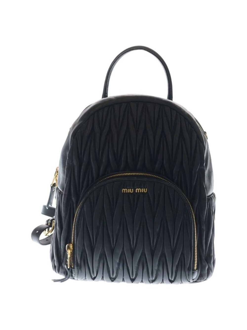 Miu Miu Materasse Lambskin Leather Backpack Gold Black
